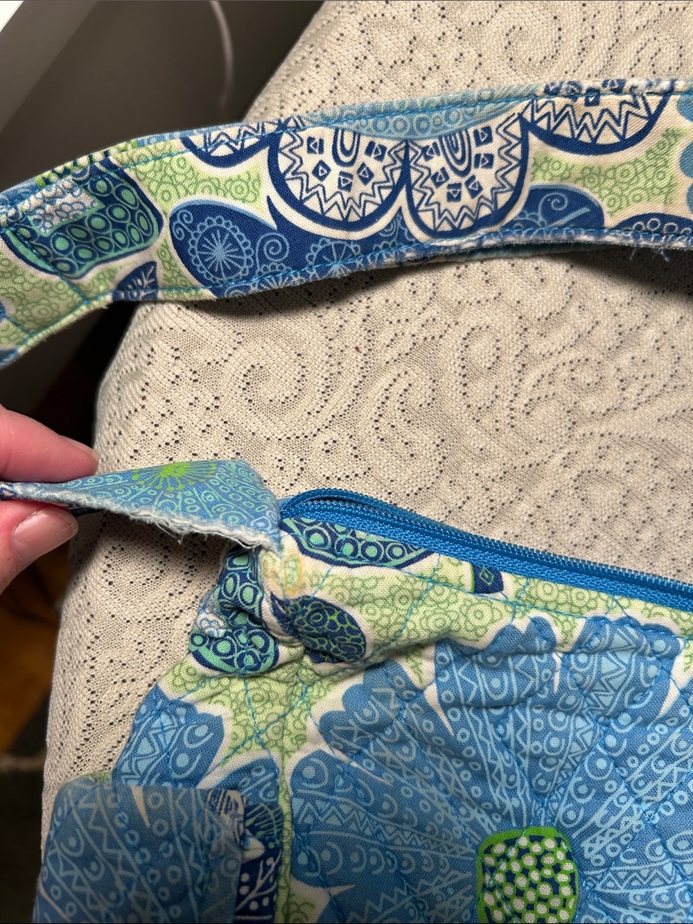 Vera Bradley Quilted Floral Crossbody Bag in Blue and Green - Picture 6 of 8